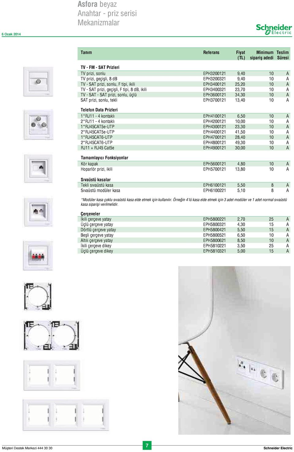 23,30 10 2*RJ45T5e-UTP EPH4400121 41,50 10 1*RJ45T6-UTP EPH4700121 28,40 10 2*RJ45T6-UTP EPH4800121 49,30 10 RJ11 + RJ45 at5e EPH4900121 30,00 10 Kör kapak EPH5600121 4,80 10 Hoparlör prizi,