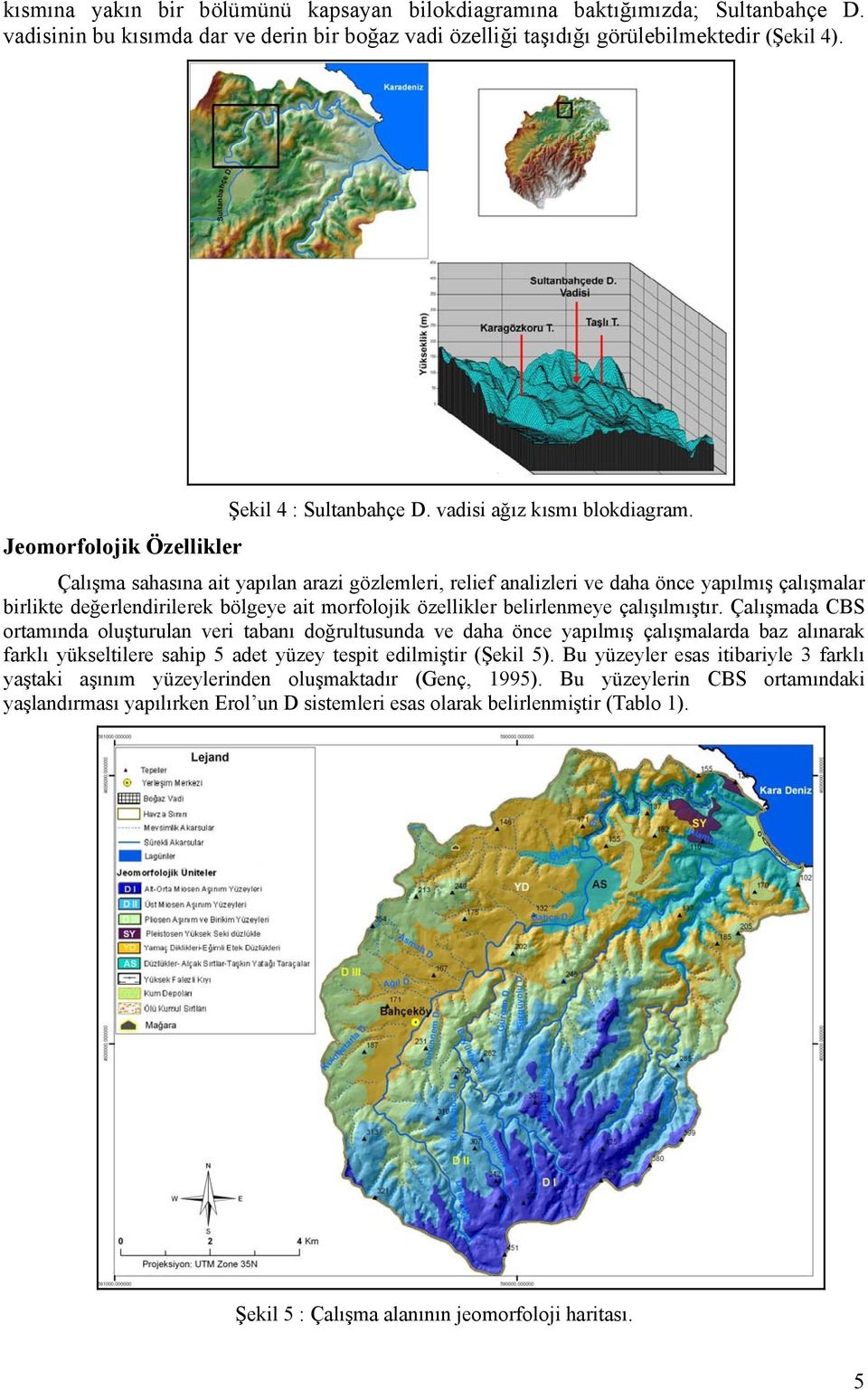 Çalışma sahasına ait yapılan arazi gözlemleri, relief analizleri ve daha önce yapılmış çalışmalar birlikte değerlendirilerek bölgeye ait morfolojik özellikler belirlenmeye çalışılmıştır.