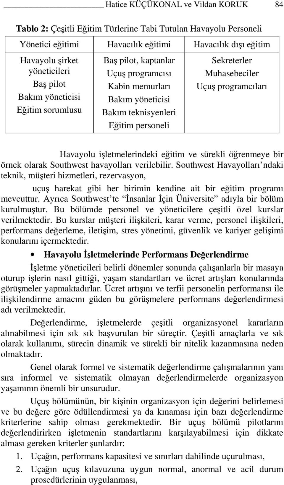 işletmelerindeki eğitim ve sürekli öğrenmeye bir örnek olarak Southwest havayolları verilebilir.