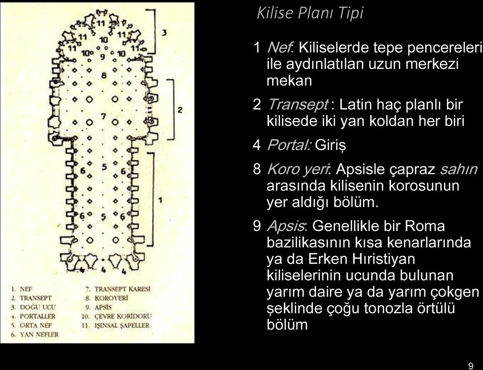 kilisenin korosunun yer aldığı bölüm.