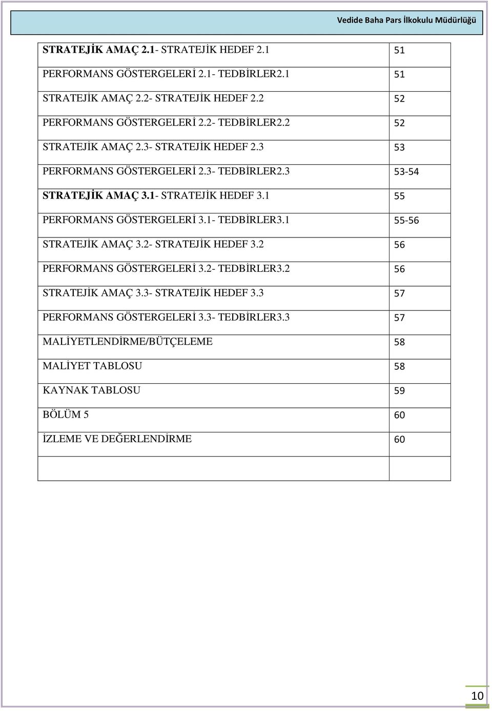 1 55 PERFORMANS GÖSTERGELERİ 3.1- TEDBİRLER3.1 55-56 STRATEJİK AMAÇ 3.2- STRATEJİK HEDEF 3.2 56 PERFORMANS GÖSTERGELERİ 3.2- TEDBİRLER3.2 56 STRATEJİK AMAÇ 3.