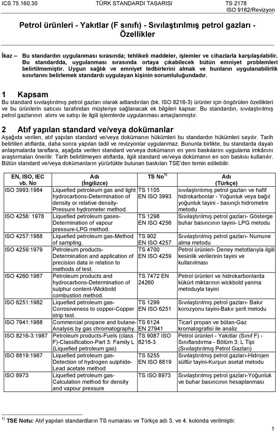 Uygun sağlık ve emniyet tedbirlerini almak ve bunların uygulanabilirlik sınırlarını belirlemek standardı uygulayan kişinin sorumluluğundadır.