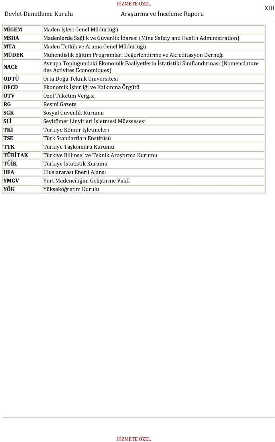 (Nomenclature des Activites Economiques) Orta Doğu Teknik Üniversitesi Ekonomik İşbirliği ve Kalkınma Örgütü Özel Tüketim Vergisi Resmî Gazete Sosyal Güvenlik Kurumu Seyitömer Linyitleri İşletmesi