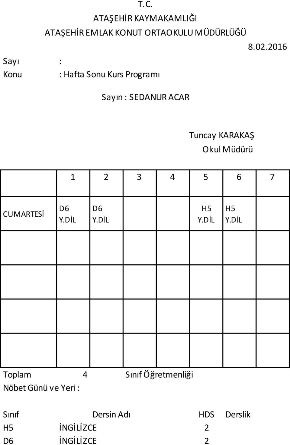 Sınıf Öğretmenliği H5