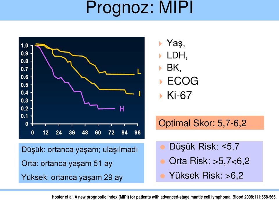 Risk: <5,7 Orta Risk: >5,7<6,2 Yüksek Risk: >6,2 Hoster et al.