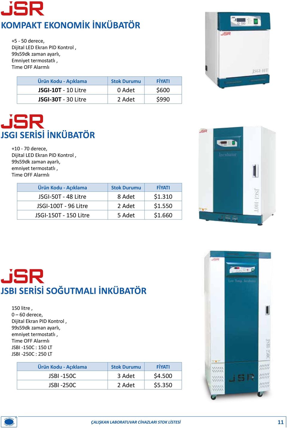 $1.310 JSGI-100T - 96 Litre 2 Adet $1.550 JSGI-150T - 150 Litre 5 Adet $1.