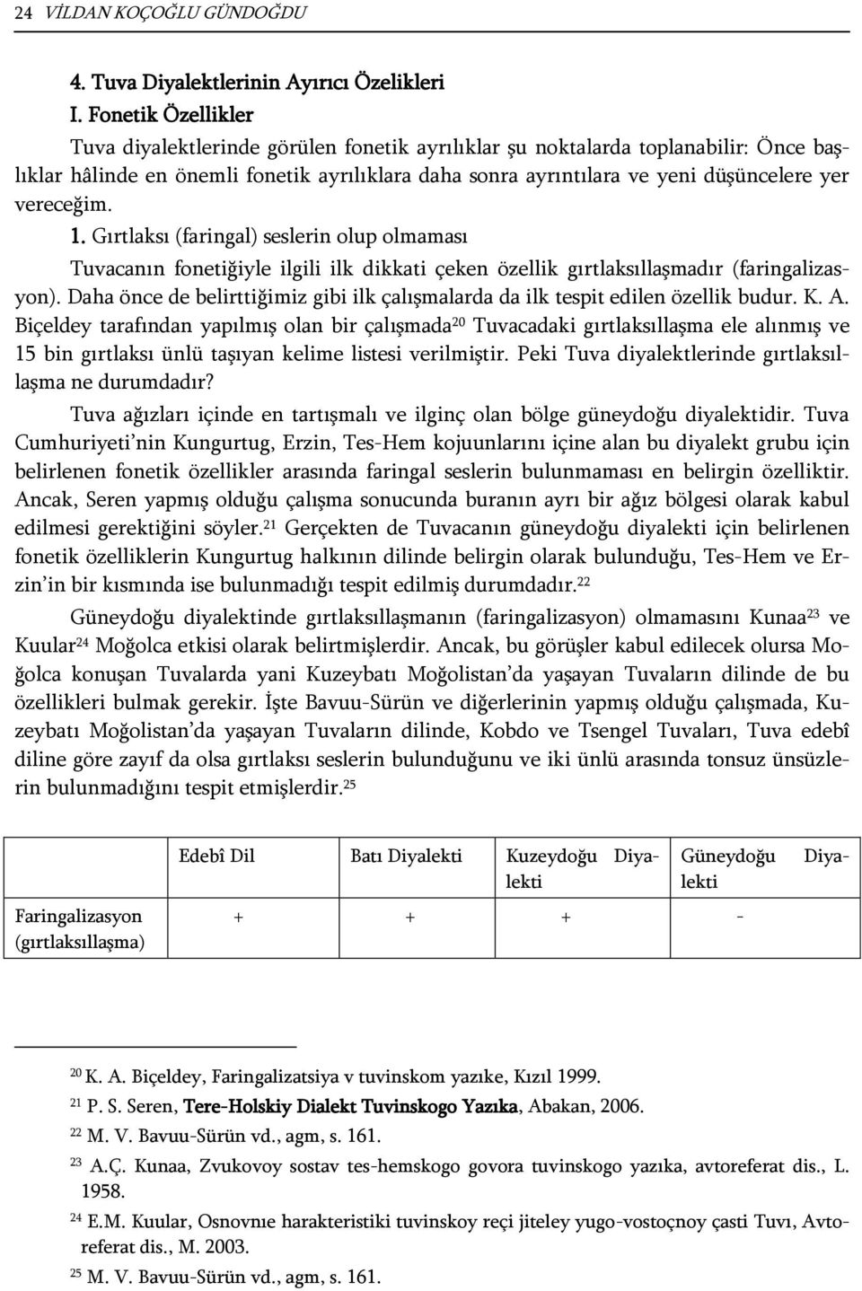 vereceğim. 1. Gırtlaksı (faringal) seslerin olup olmaması Tuvacanın fonetiğiyle ilgili ilk dikkati çeken özellik gırtlaksıllaşmadır (faringalizasyon).