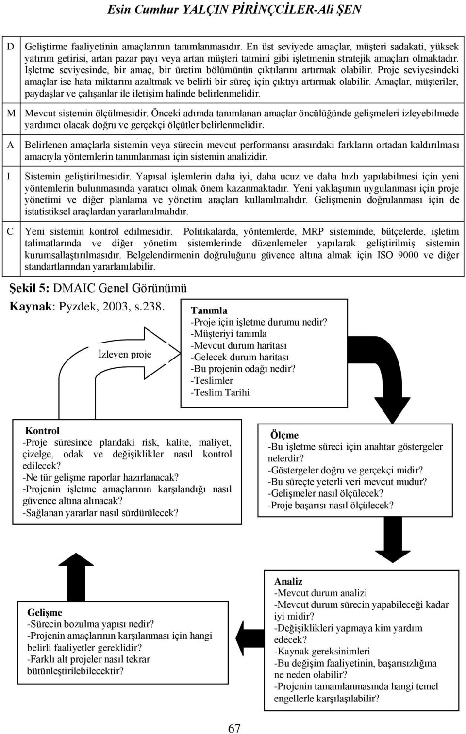 İşletme seviyesinde, bir amaç, bir üretim bölümünün çıktılarını artırmak olabilir. Proje seviyesindeki amaçlar ise hata miktarını azaltmak ve belirli bir süreç için çıktıyı artırmak olabilir.