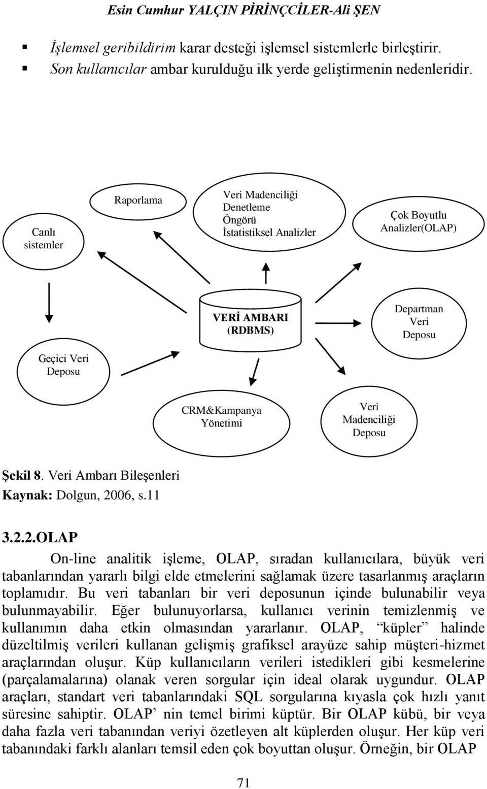 Madenciliği Deposu Şekil 8. Veri Ambarı Bileşenleri Kaynak: Dolgun, 20