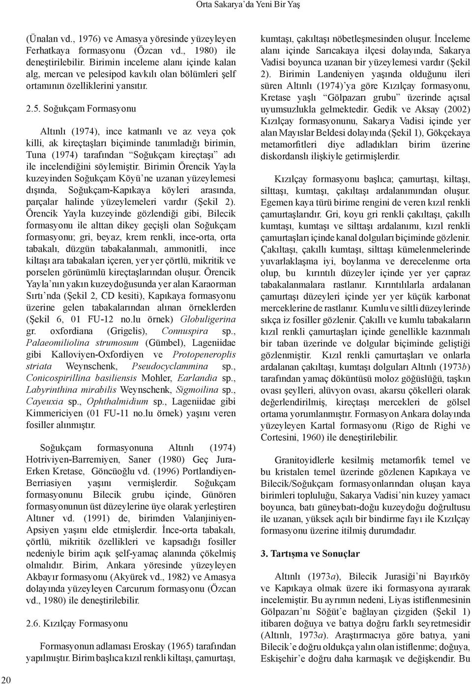 Soğukçam Formasyonu Altınlı (1974), ince katmanlı ve az veya çok killi, ak kireçtaşları biçiminde tanımladığı birimin, Tuna (1974) tarafından Soğukçam kireçtaşı adı ile incelendiğini söylemiştir.