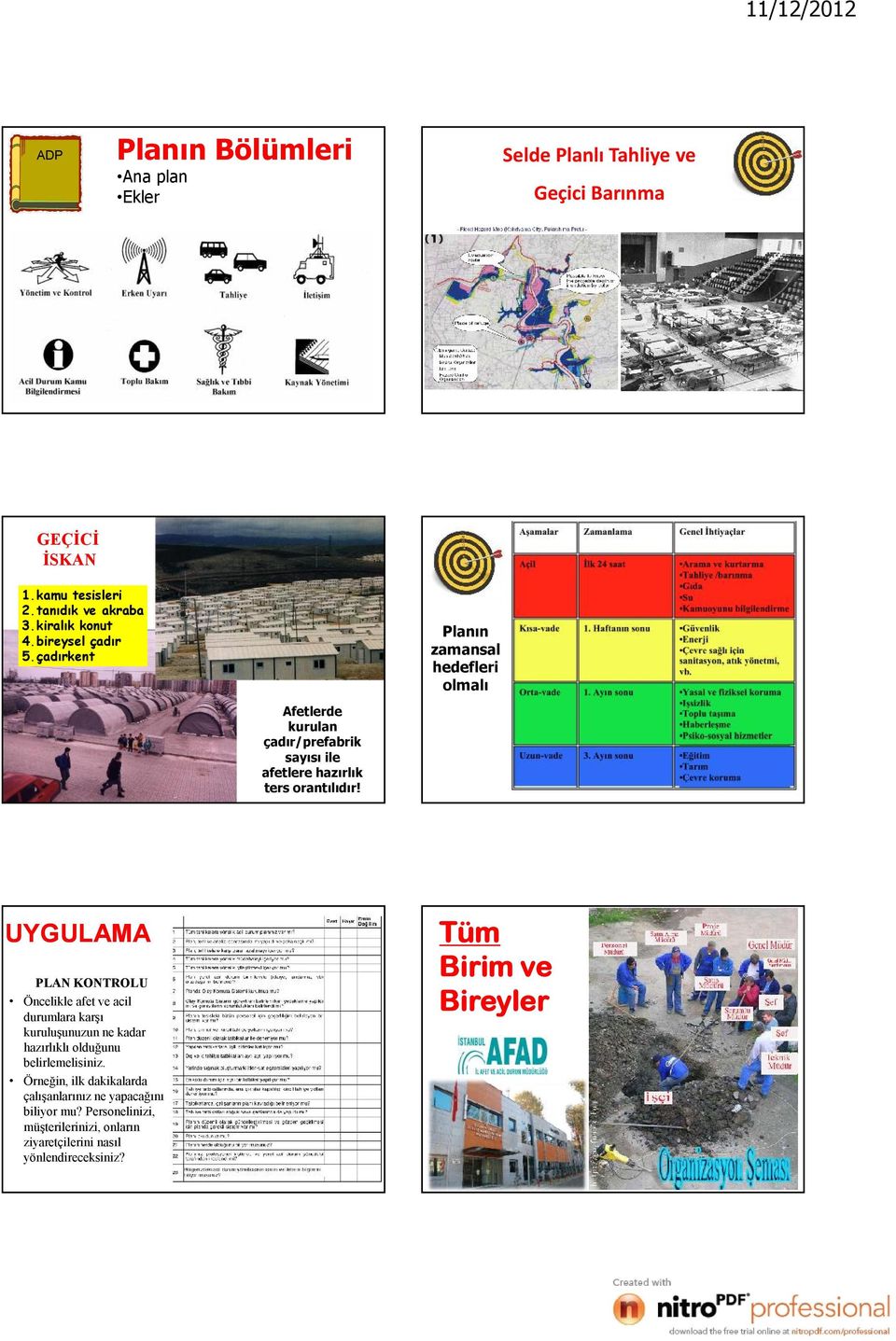 UYGULAMA PLAN KONTROLU Öncelikle afet ve acil durumlara karşı kuruluşunuzun ne kadar hazırlıklı olduğunu belirlemelisiniz.