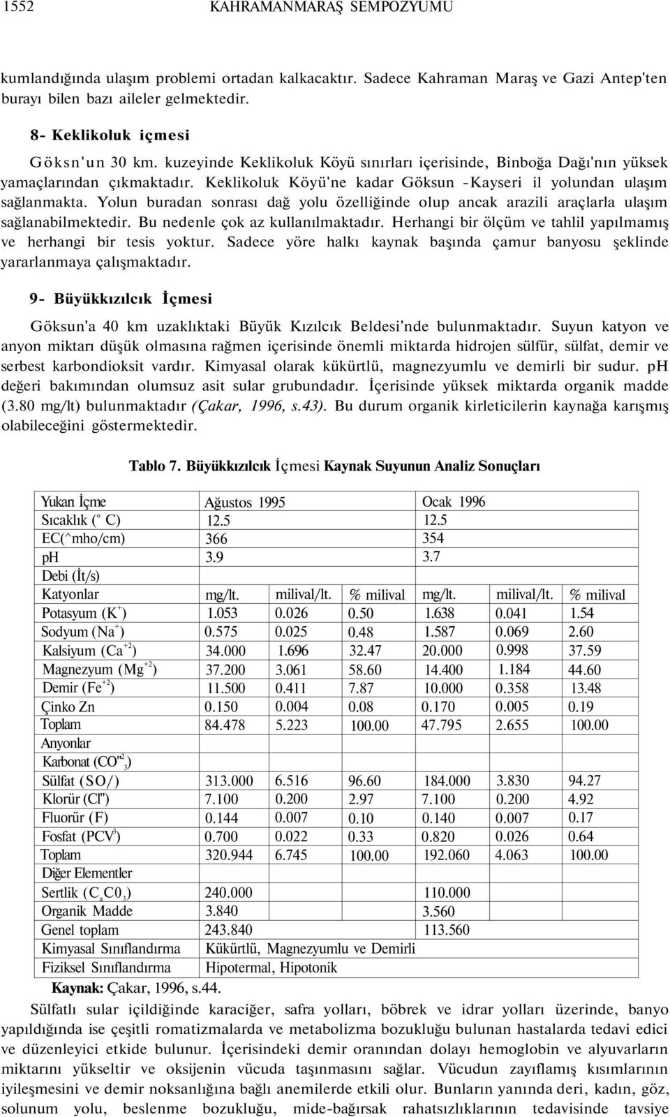 Yolun buradan sonrası dağ yolu özelliğinde olup ancak arazili araçlarla ulaşım sağlanabilmektedir. Bu nedenle çok az kullanılmaktadır.