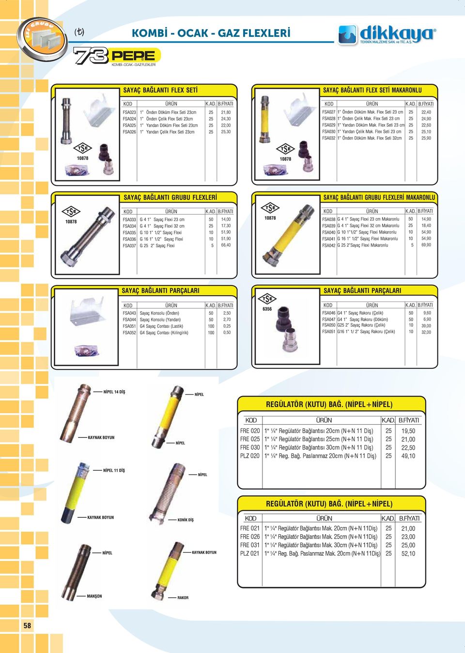 (NİPEL+NİPEL) FRE 00 FRE 05 FRE 030 PLZ 00 1" ¼" Regülatör Bağlantısı 0cm (N+N 11 Diş) 1" ¼" Regülatör Bağlantısı 5cm (N+N 11 Diş) 1" ¼" Regülatör Bağlantısı 30cm (N+N 11 Diş) 1"