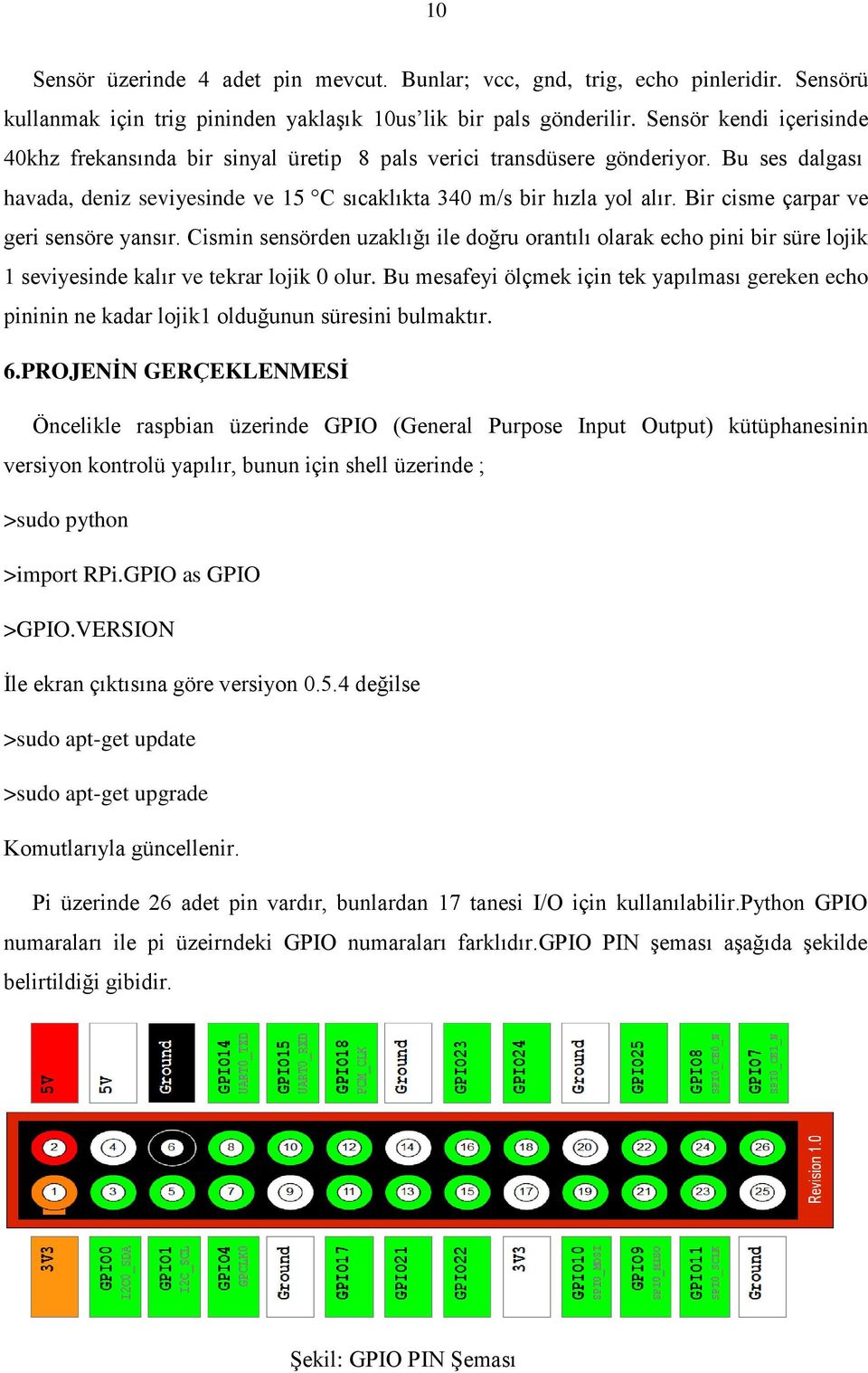 Bir cisme çarpar ve geri sensöre yansır. Cismin sensörden uzaklığı ile doğru orantılı olarak echo pini bir süre lojik 1 seviyesinde kalır ve tekrar lojik 0 olur.