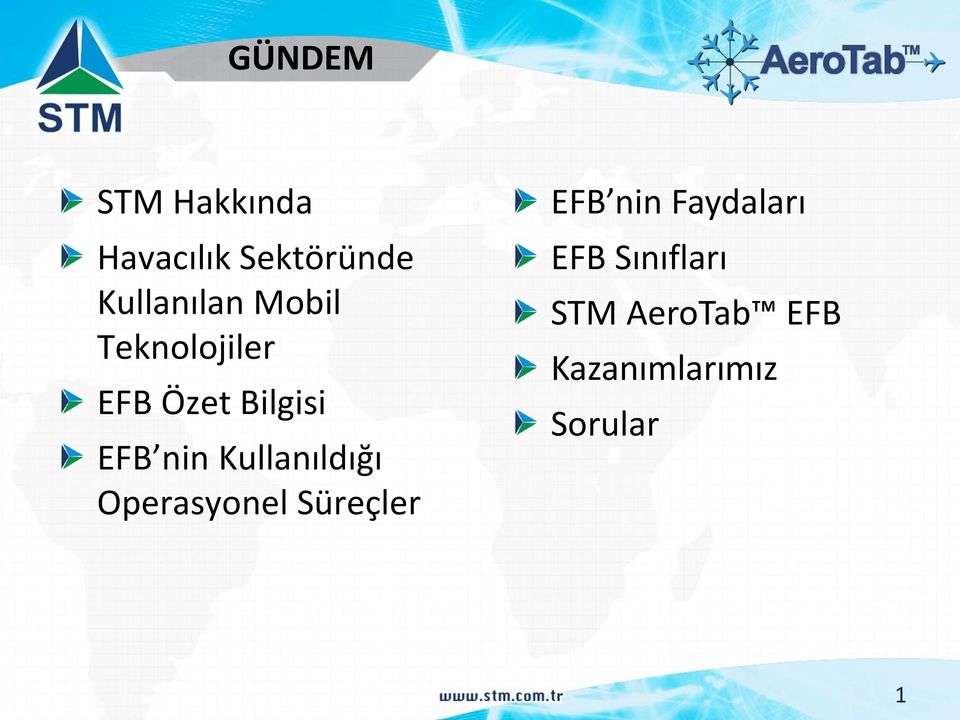 nin Kullanıldığı Operasyonel Süreçler EFB nin