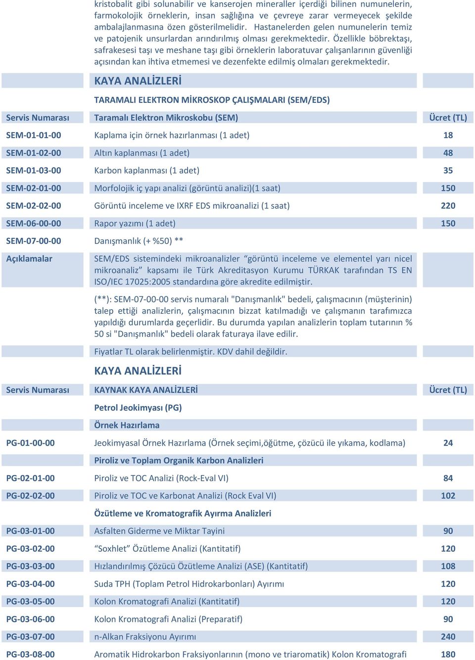 Özellikle böbrektaşı, safrakesesi taşı ve meshane taşı gibi örneklerin laboratuvar çalışanlarının güvenliği açısından kan ihtiva etmemesi ve dezenfekte edilmiş olmaları gerekmektedir.