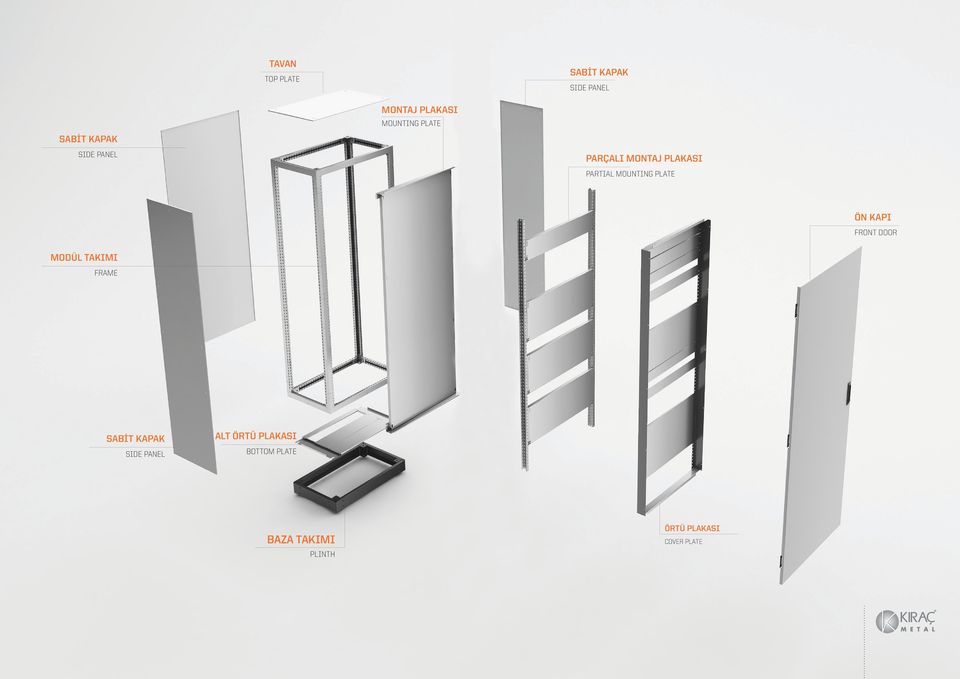 DOOR MODÜL TAKIMI FRAME SABİT KAPAK SIDE PANEL ALT ÖRTÜ PLAKASI BOTTOM PLATE