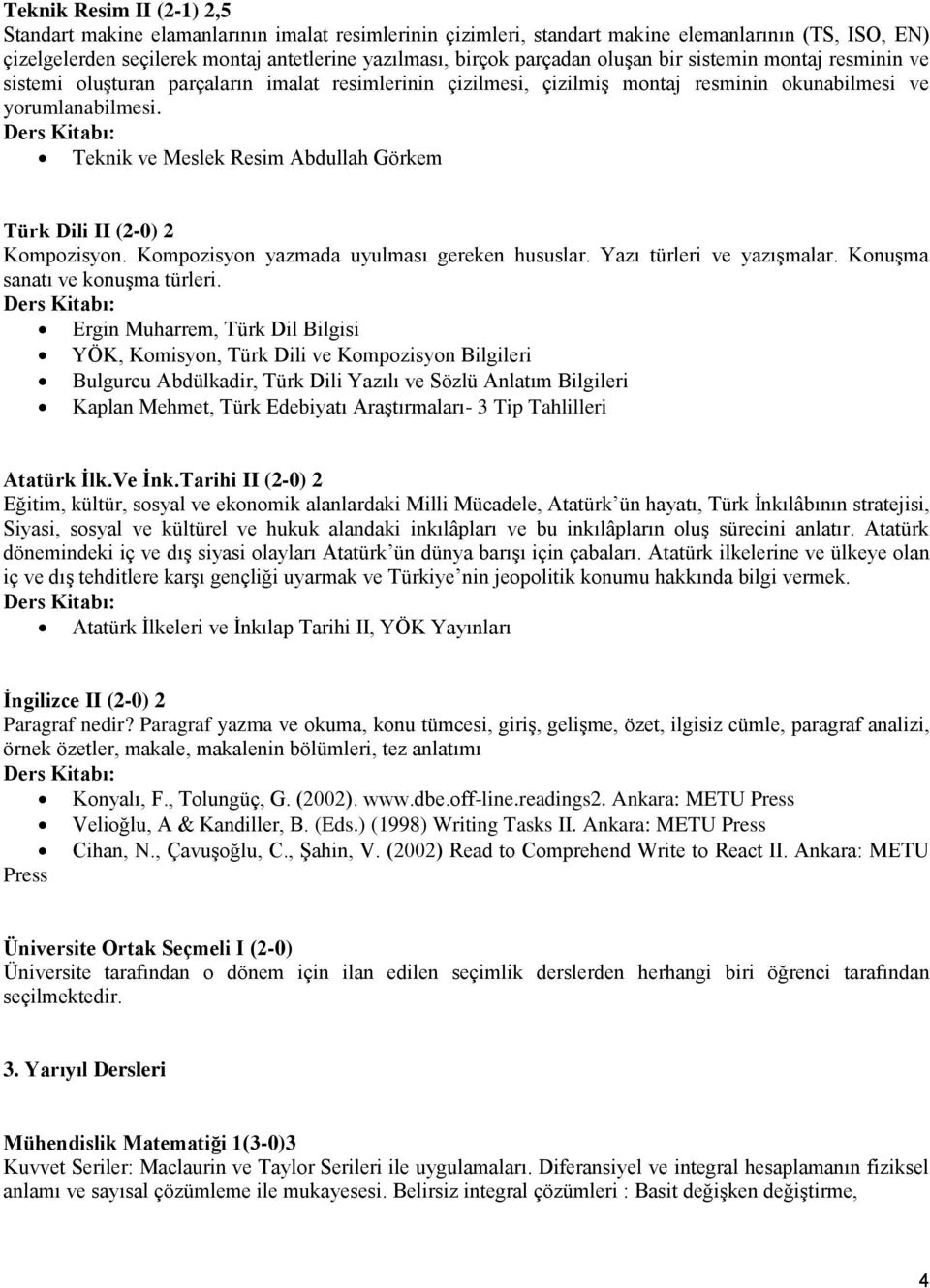 Teknik ve Meslek Resim Abdullah Görkem Türk Dili II (2-0) 2 Kompozisyon. Kompozisyon yazmada uyulması gereken hususlar. Yazı türleri ve yazışmalar. Konuşma sanatı ve konuşma türleri.