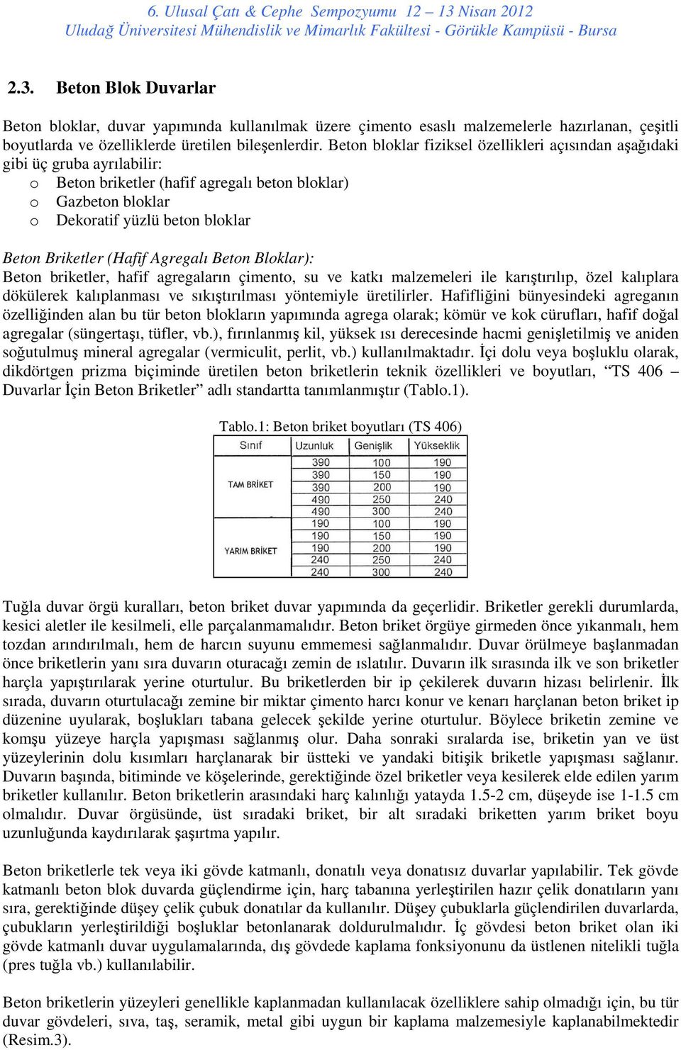 Betn blklar fiziksel özellikleri açısından aşağıdaki gibi üç gruba ayrılabilir: Betn briketler (hafif agregalı betn blklar) Gazbetn blklar Dekratif yüzlü betn blklar Betn Briketler (Hafif Agregalı