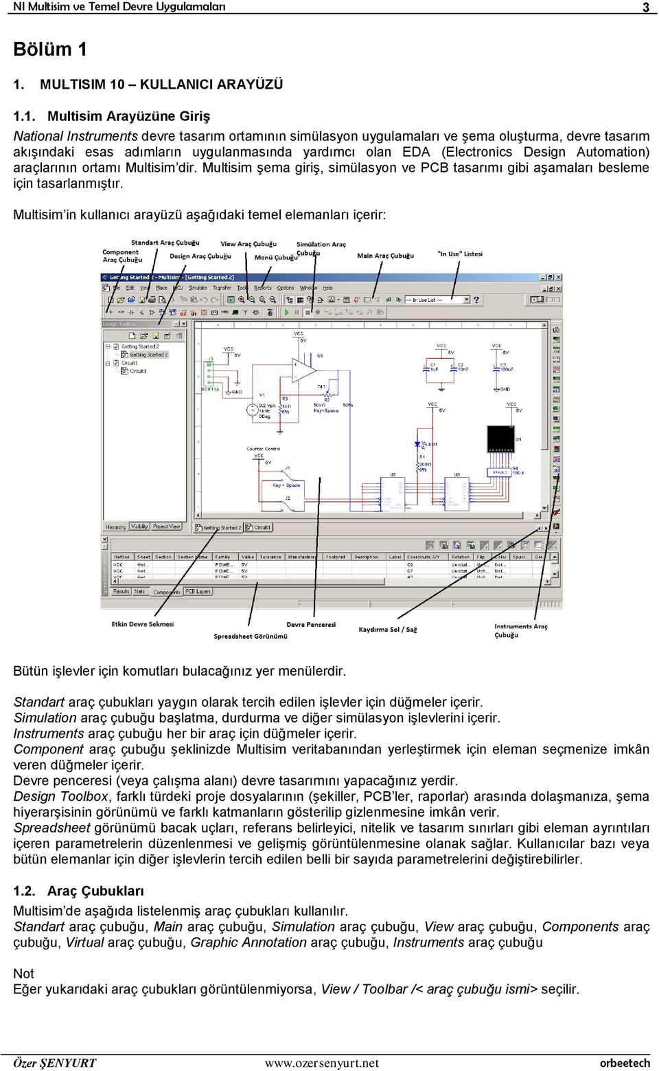 uygulanmasında yardımcı olan EDA (Electronics Design Automation) araçlarının ortamı Multisim dir. Multisim şema giriş, simülasyon ve PCB tasarımı gibi aşamaları besleme için tasarlanmıştır.