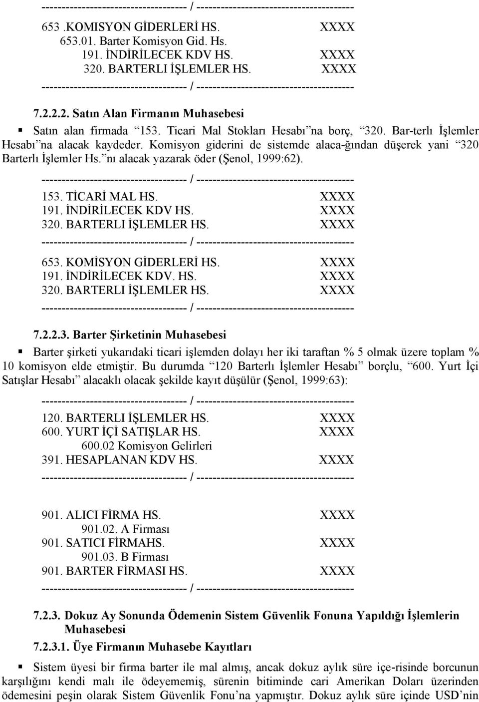 nı alacak yazarak öder (Şenol, 1999:62). 153. TİCARİ MAL HS. XXXX 191. İNDİRİLECEK KDV HS. XXXX 320. BARTERLI İŞLEMLER HS. XXXX 653. KOMİSYON GİDERLERİ HS. XXXX 191. İNDİRİLECEK KDV. HS. XXXX 320. BARTERLI İŞLEMLER HS. XXXX 7.