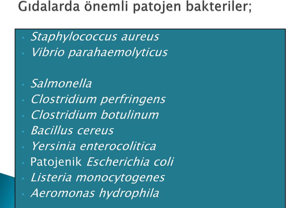 botulinum Bacillus cereus Yersinia enterocolitica