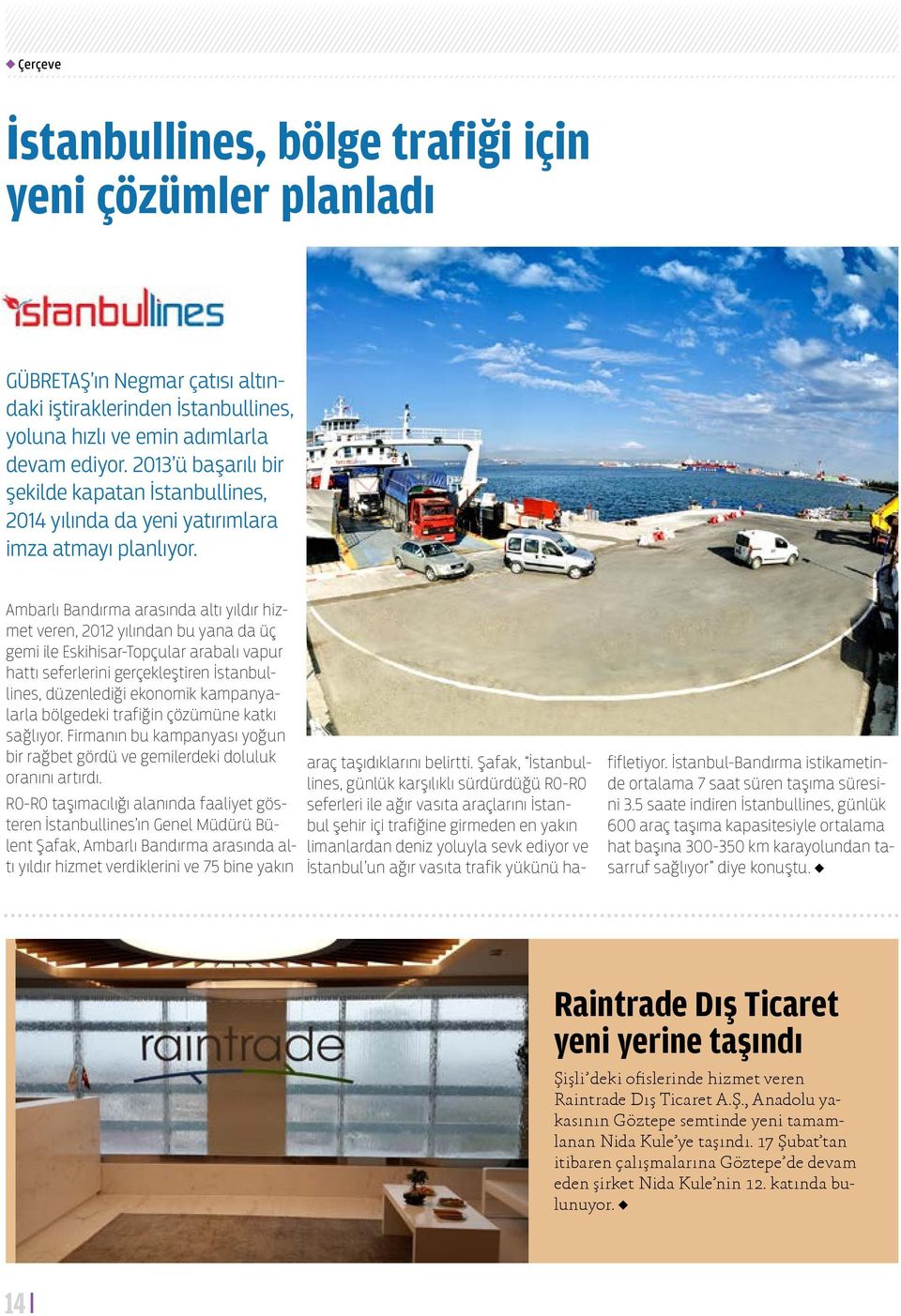 Ambarlı Bandırma arasında altı yıldır hizmet veren, 2012 yılından bu yana da üç gemi ile Eskihisar-Topçular arabalı vapur hattı seferlerini gerçekleştiren İstanbullines, düzenlediği ekonomik