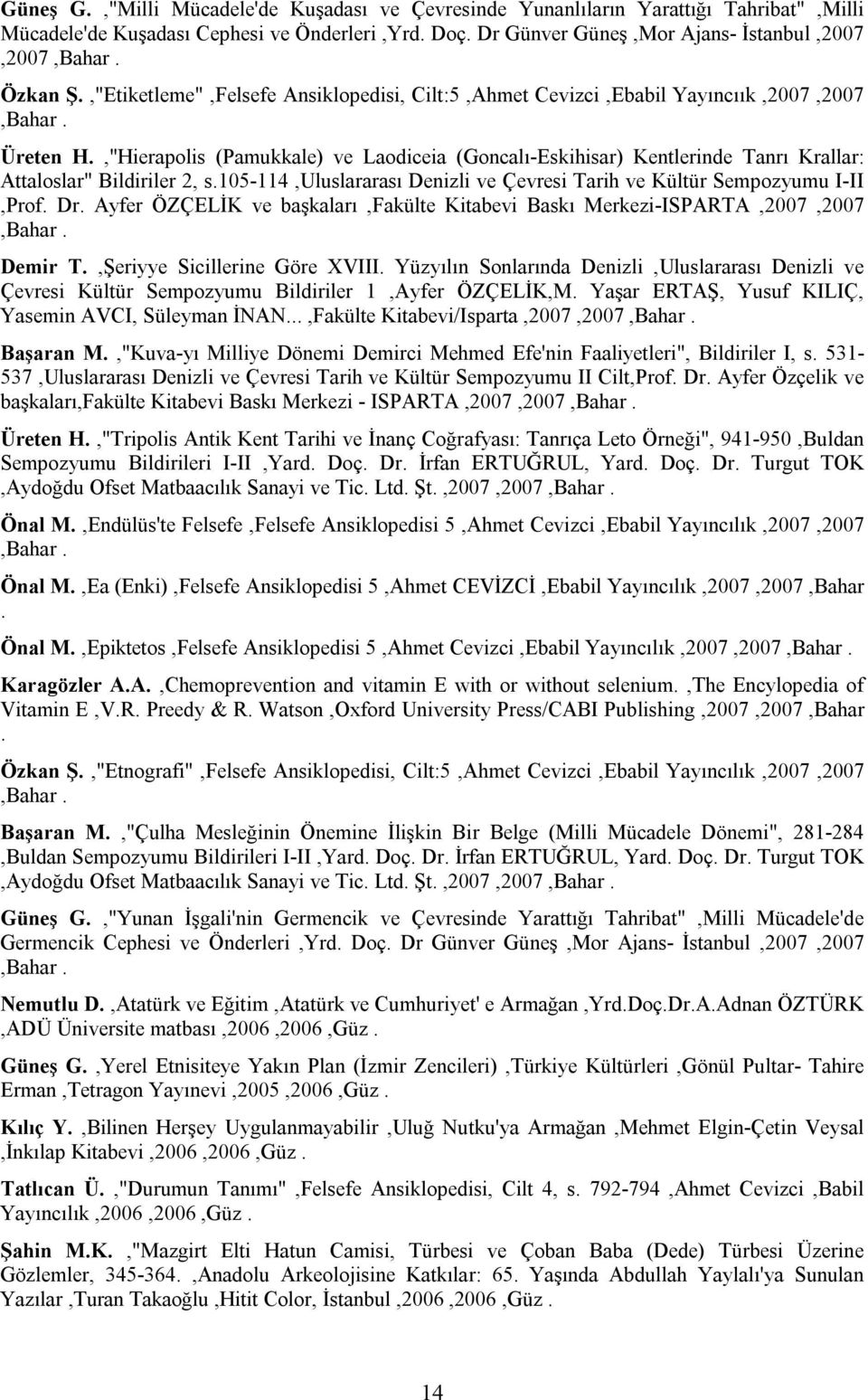 ,"Hierapolis (Pamukkale) ve Laodiceia (Goncalı-Eskihisar) Kentlerinde Tanrı Krallar: Attaloslar" Bildiriler 2, s.105-114,uluslararası Denizli ve Çevresi Tarih ve Kültür Sempozyumu I-II,Prof. Dr.