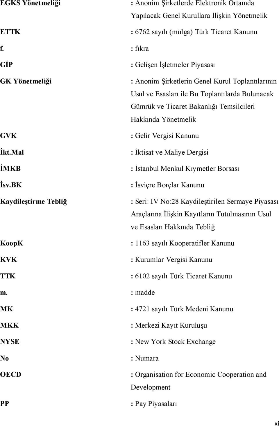 Temsilcileri Hakkında Yönetmelik : Gelir Vergisi Kanunu : İktisat ve Maliye Dergisi : İstanbul Menkul Kıymetler Borsası : İsviçre Borçlar Kanunu : Seri: IV No:28 Kaydileştirilen Sermaye Piyasası