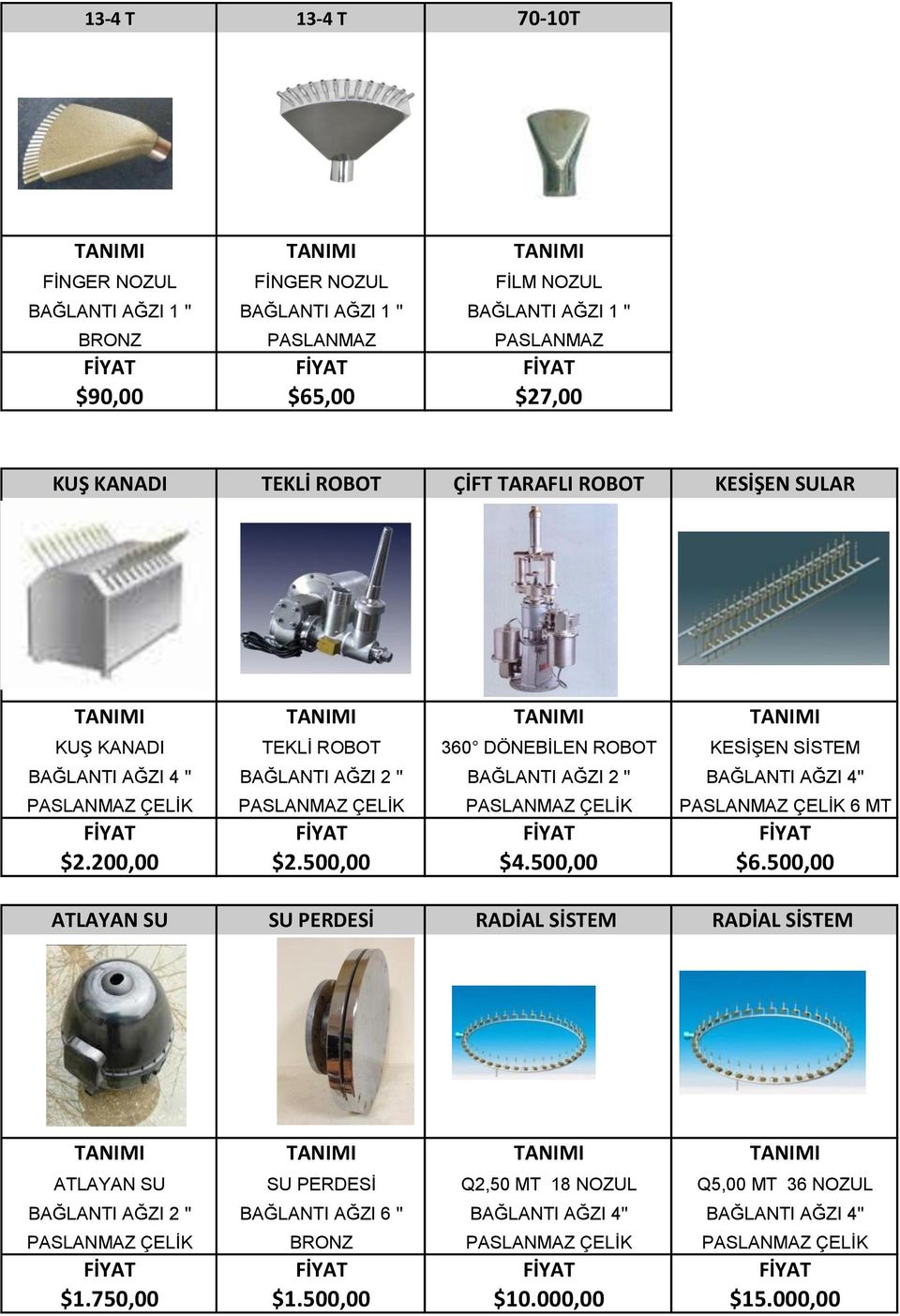 4'' PASLANMAZ ÇELİK PASLANMAZ ÇELİK PASLANMAZ ÇELİK PASLANMAZ ÇELİK 6 MT $2.200,00 $2.500,00 $4.500,00 $6.