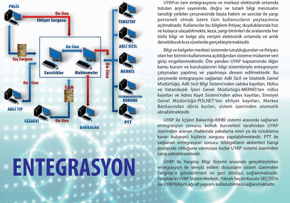 Kullanıcılar bu bilgilere ihtiyaç duyduklarında hızı ve kolayca ulaşabilmekte, keza, yargı birimleri de aralarında her türlü bilgi ve belge alış verişini elektronik ortamda ve anlık denebilecek kısa