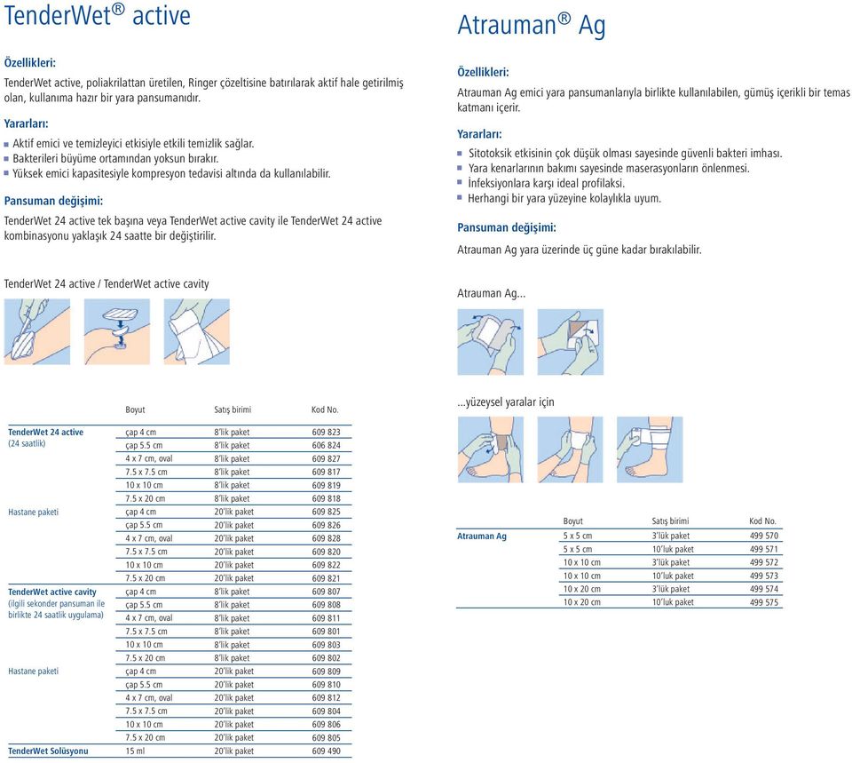 tek başına veya ile kombinasyonu yaklaşık 24 saatte bir değiştirilir. / Atrauman Ag Atrauman Ag emici yara pansumanlarıyla birlikte kullanılabilen, gümüş içerikli bir temas katmanı içerir.