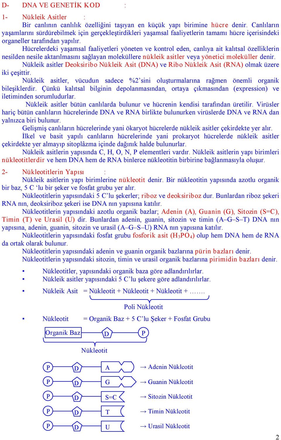 Hücrelerdeki yaşamsal faaliyetleri yöneten ve kontrol eden, canlıya ait kalıtsal özelliklerin nesilden nesile aktarılmasını sağlayan moleküllere nükleik asitler veya yönetici moleküller denir.