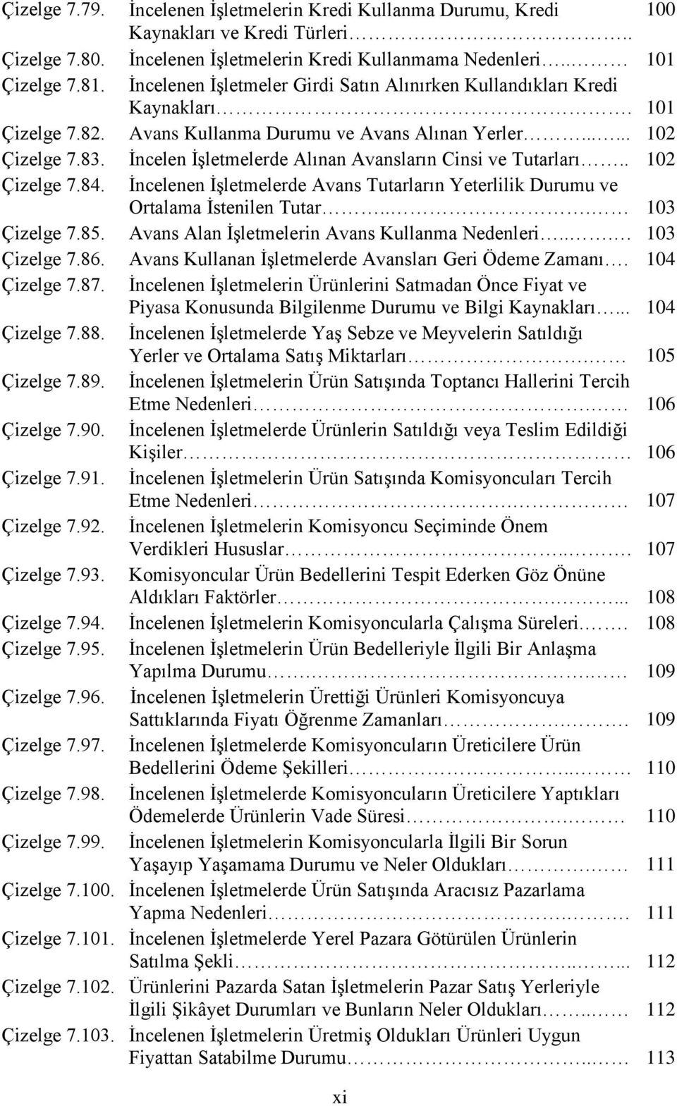 İncelen İşletmelerde Alınan Avansların Cinsi ve Tutarları.. 102 Çizelge 7.84. İncelenen İşletmelerde Avans Tutarların Yeterlilik Durumu ve Ortalama İstenilen Tutar... 103 Çizelge 7.85.