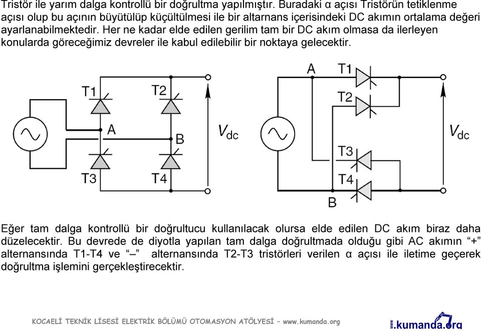 Her ne kadar elde edilen gerilim tam bir DC akım olmasa da ilerleyen konularda göreceğimiz devreler ile kabul edilebilir bir noktaya gelecektir.