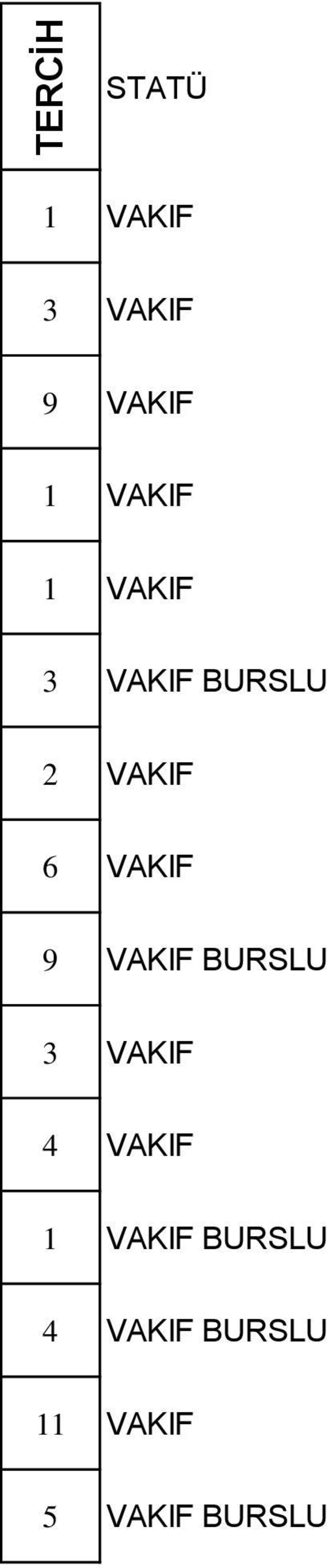 VAKIF 9 VAKIF BURSLU 3 VAKIF 4 VAKIF 1