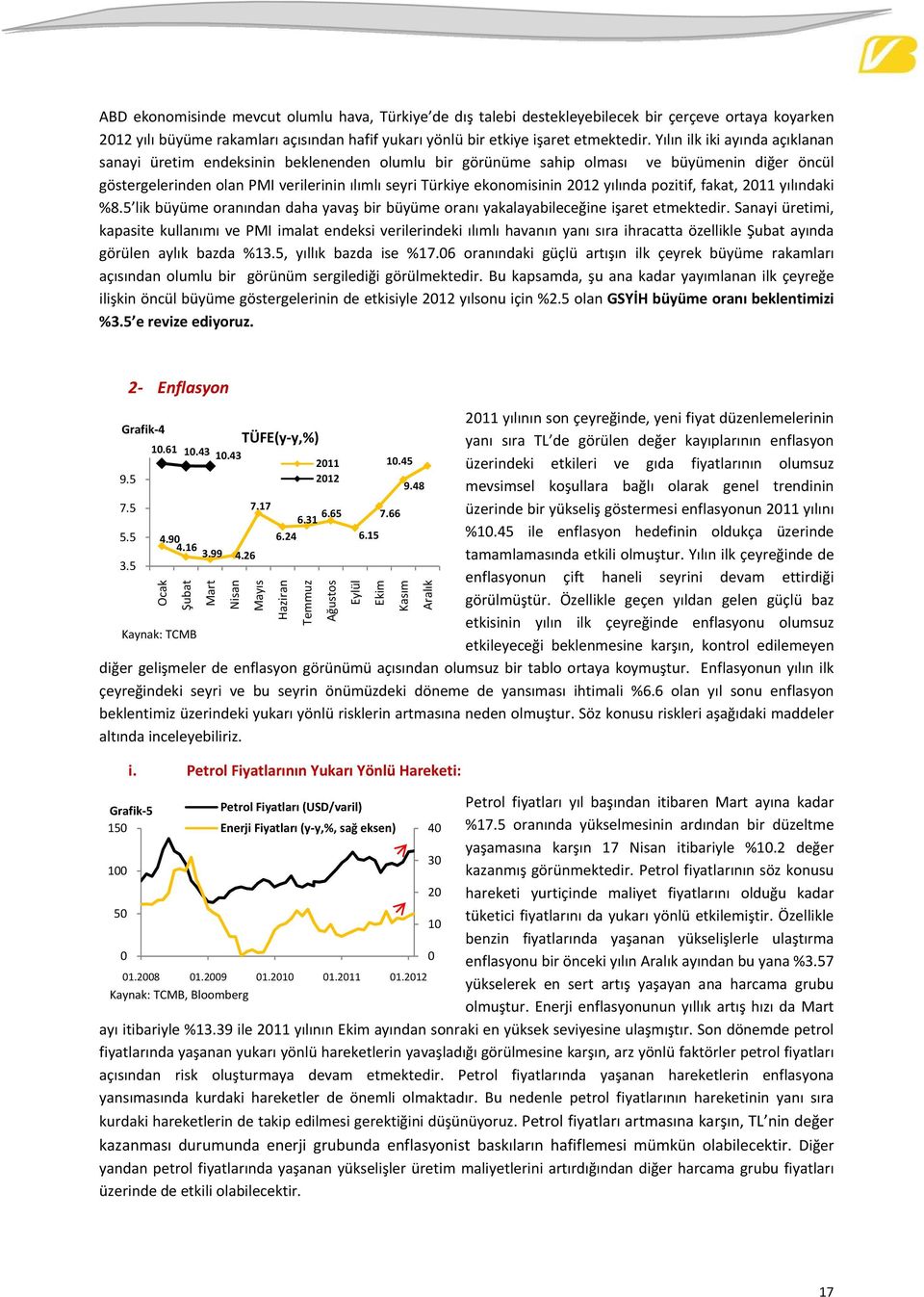 212 yılında pozitif, fakat, 211 yılındaki %8.5 lik büyüme oranından daha yavaş bir büyüme oranı yakalayabileceğine işaret etmektedir.