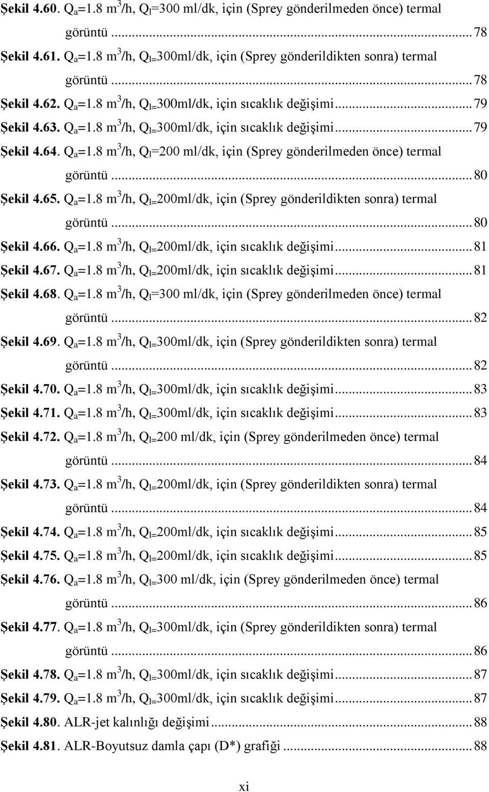 .. 80 Şekil 4.65. Q a =1.8 m 3 /h, Q l= 200ml/dk, için (Sprey gönderildikten sonra) termal görüntü... 80 Şekil 4.66. Q a =1.8 m 3 /h, Q l= 200ml/dk, için sıcaklık değişimi... 81 Şekil 4.67. Q a =1.8 m 3 /h, Q l= 200ml/dk, için sıcaklık değişimi... 81 Şekil 4.68.