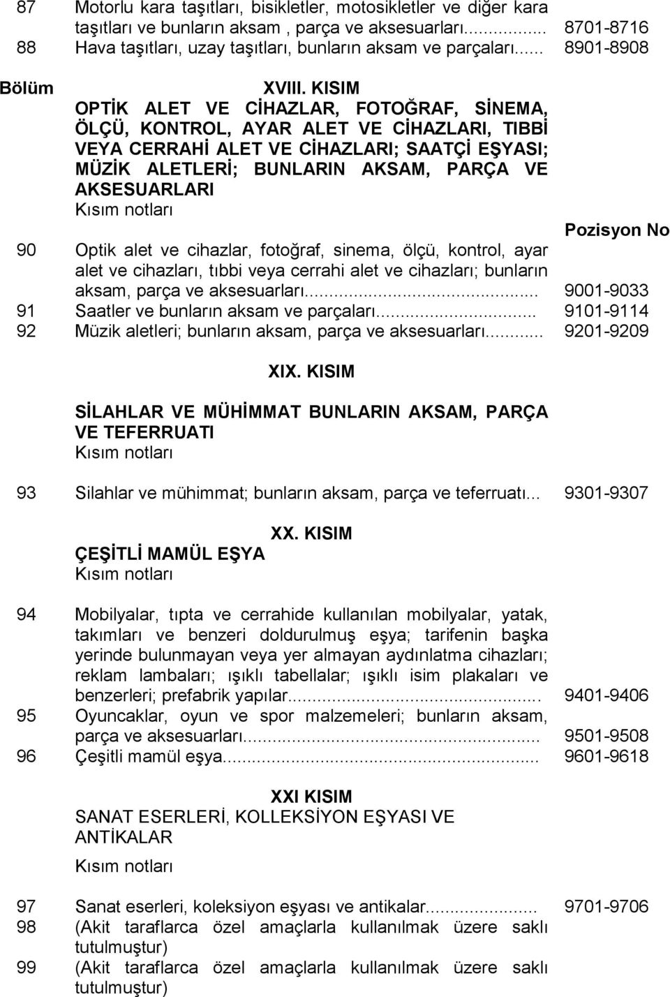 KISIM OPTİK ALET VE CİHAZLAR, FOTOĞRAF, SİNEMA, ÖLÇÜ, KONTROL, AYAR ALET VE CİHAZLARI, TIBBİ VEYA CERRAHİ ALET VE CİHAZLARI; SAATÇİ EŞYASI; MÜZİK ALETLERİ; BUNLARIN AKSAM, PARÇA VE AKSESUARLARI Kısım