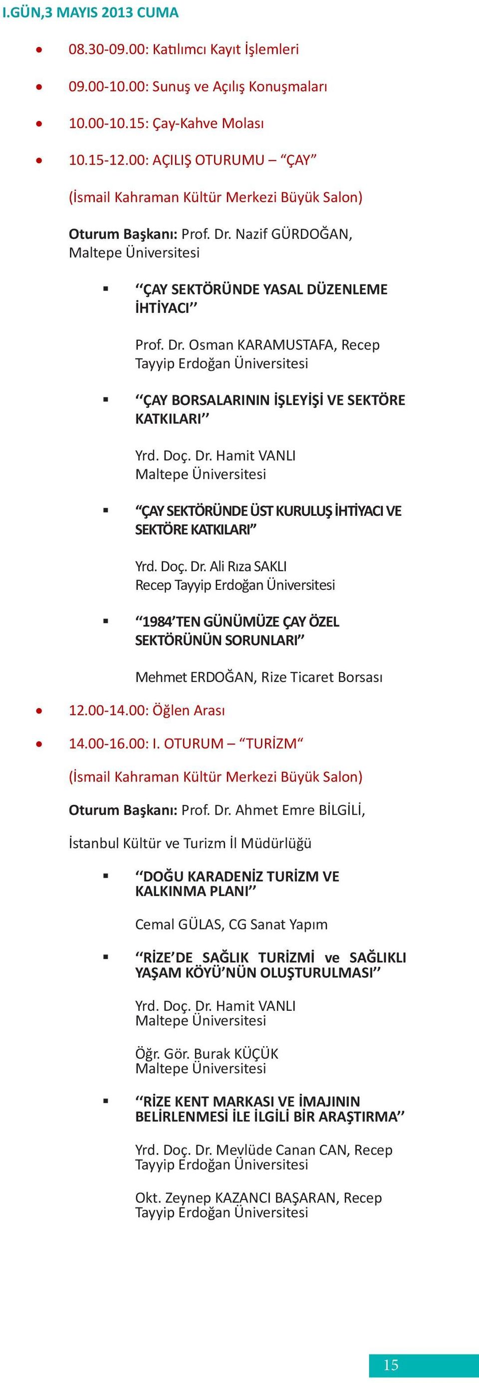 Doç. Dr. Hamit VANLI Maltepe Üniversitesi ÇAY SEKTÖRÜNDE ÜST KURULUŞ İHTİYACI VE SEKTÖRE KATKILARI Yrd. Doç. Dr. Ali Rıza SAKLI Recep Tayyip Erdoğan Üniversitesi 1984 TEN GÜNÜMÜZE ÇAY ÖZEL SEKTÖRÜNÜN SORUNLARI 12.