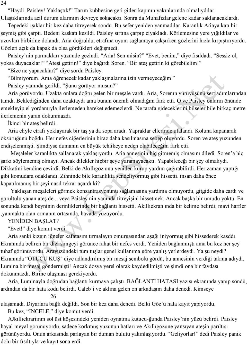 Körlemesine yere yığıldılar ve uzuvları birbirine dolandı. Aria doğruldu, etrafına uyum sağlamaya çakşırken gözlerini hızla kırpıştırıyordu. Gözleri açık da kapak da olsa gördükleri değişmedi.