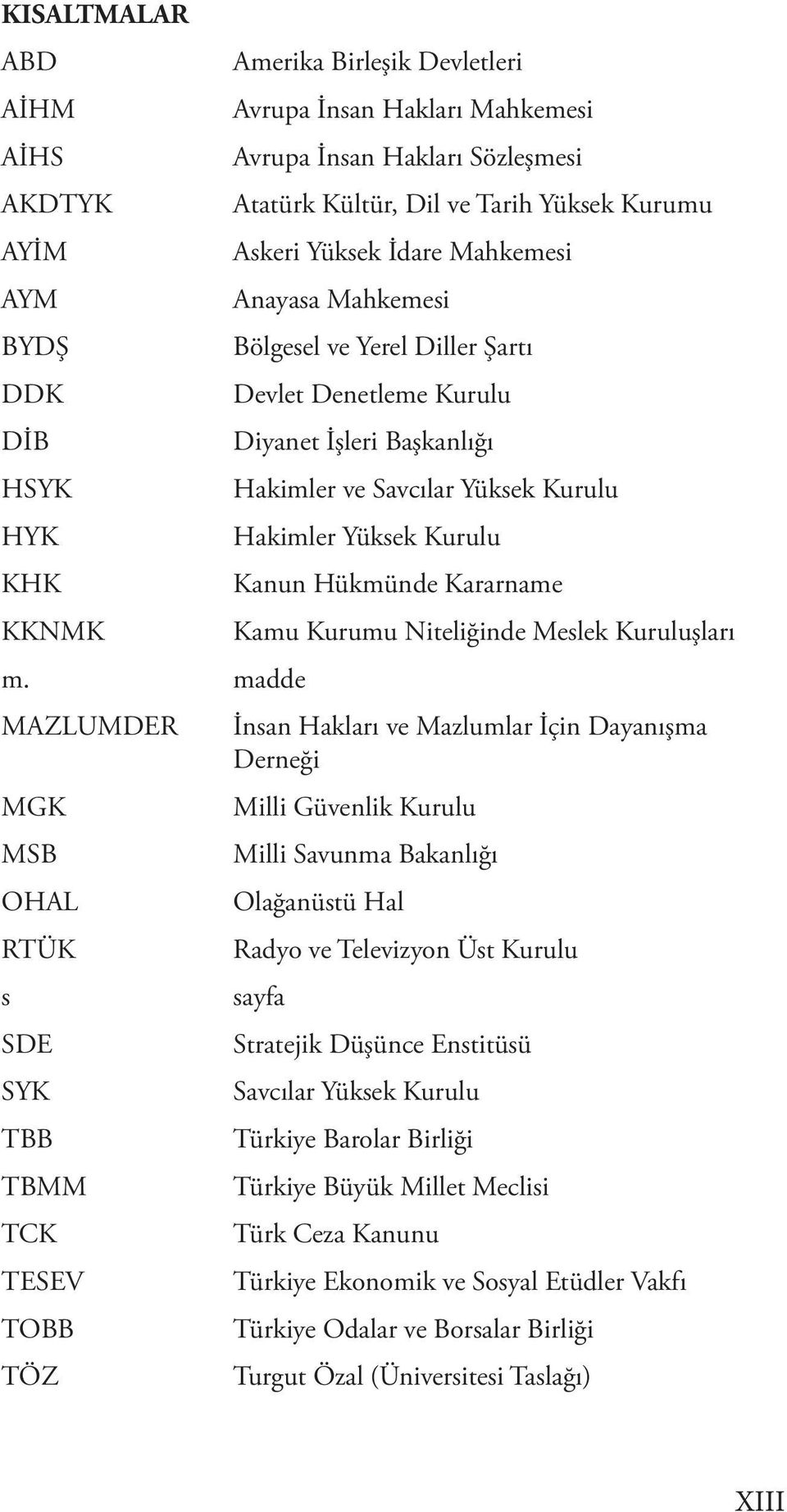 Kurumu Askeri Yüksek İdare Mahkemesi Anayasa Mahkemesi Bölgesel ve Yerel Diller Şartı Devlet Denetleme Kurulu Diyanet İşleri Başkanlığı Hakimler ve Savcılar Yüksek Kurulu Hakimler Yüksek Kurulu Kanun