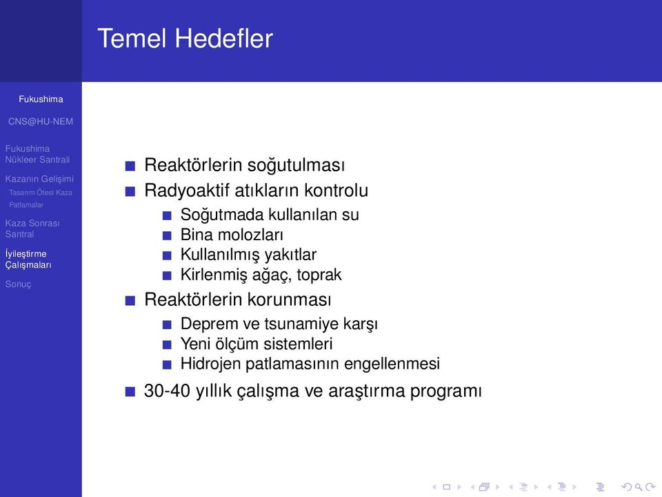 Kirlenmiş ağaç, toprak Reaktörlerin korunması Deprem ve tsunamiye karşı Yeni