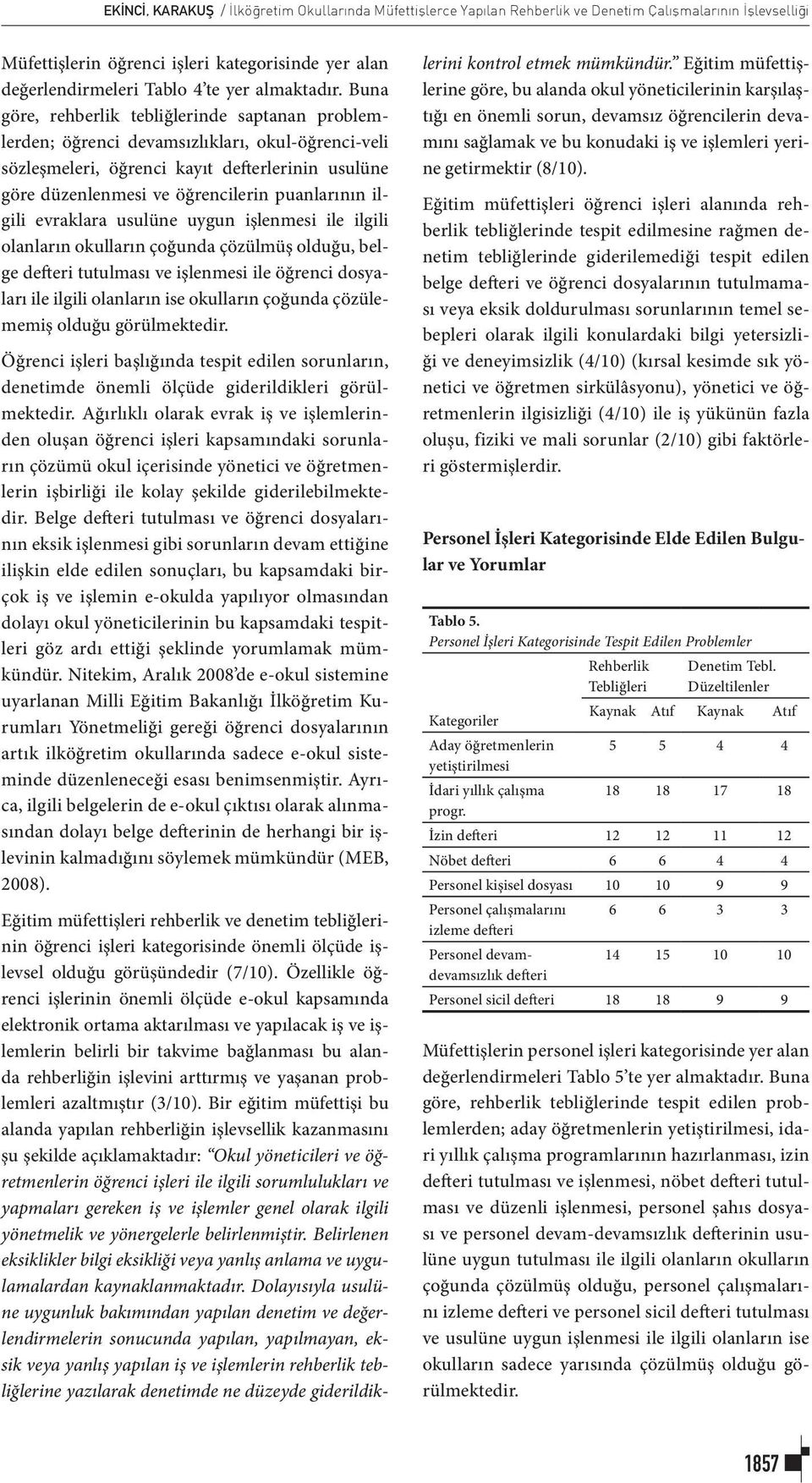 Buna göre, rehberlik tebliğlerinde saptanan problemlerden; öğrenci devamsızlıkları, okul-öğrenci-veli sözleşmeleri, öğrenci kayıt defterlerinin usulüne göre düzenlenmesi ve öğrencilerin puanlarının