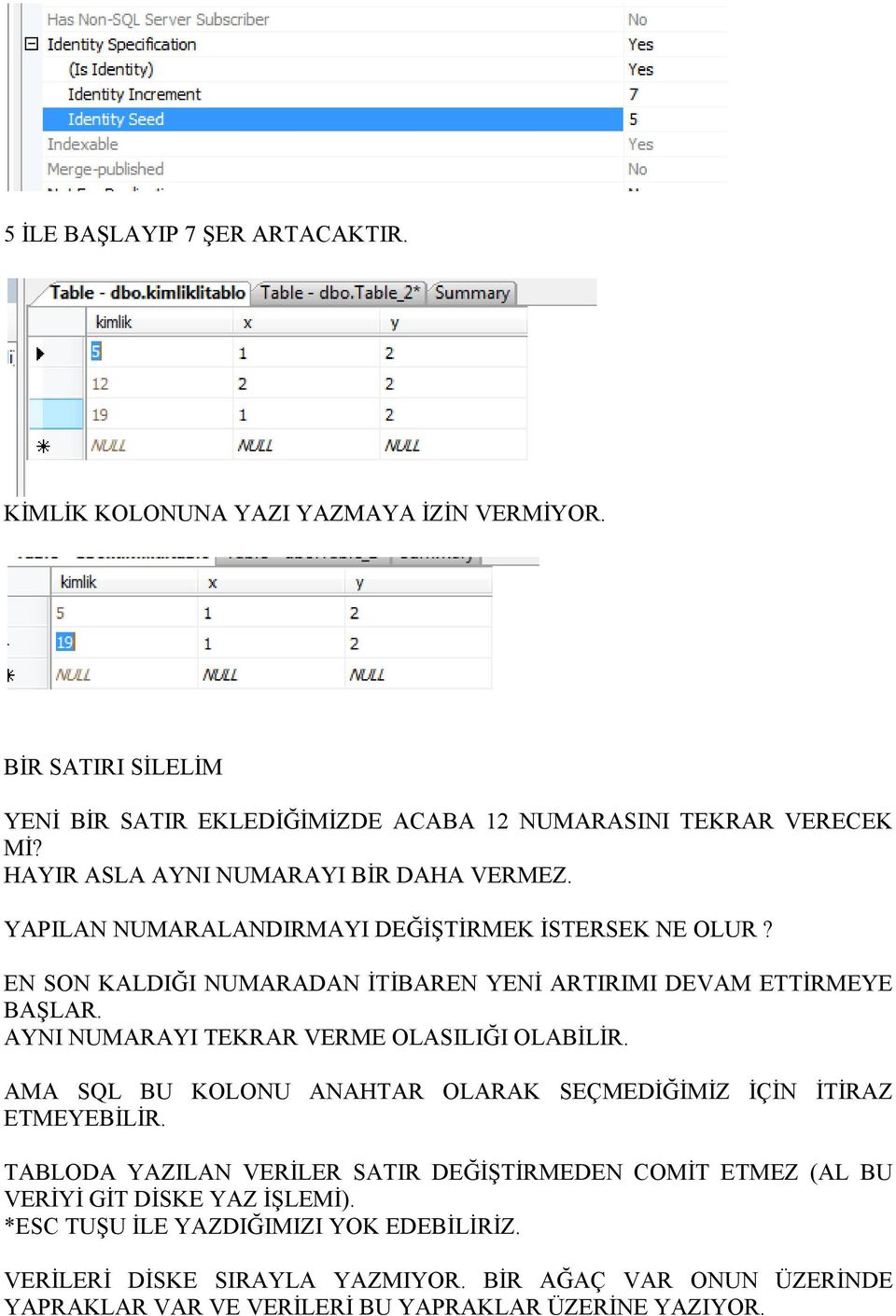 AYNI NUMARAYI TEKRAR VERME OLASILIĞI OLABİLİR. AMA SQL BU KOLONU ANAHTAR OLARAK SEÇMEDİĞİMİZ İÇİN İTİRAZ ETMEYEBİLİR.