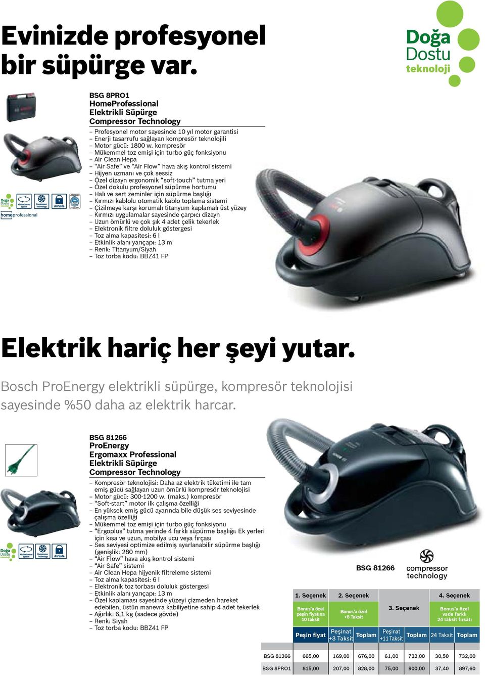 kompresör Mükemmel toz emişi için turbo güç fonksiyonu Air Clean Hepa Air Safe ve Air Flow hava akış kontrol sistemi Hijyen uzmanı ve çok sessiz Özel dizayn ergonomik soft-touch tutma yeri Özel