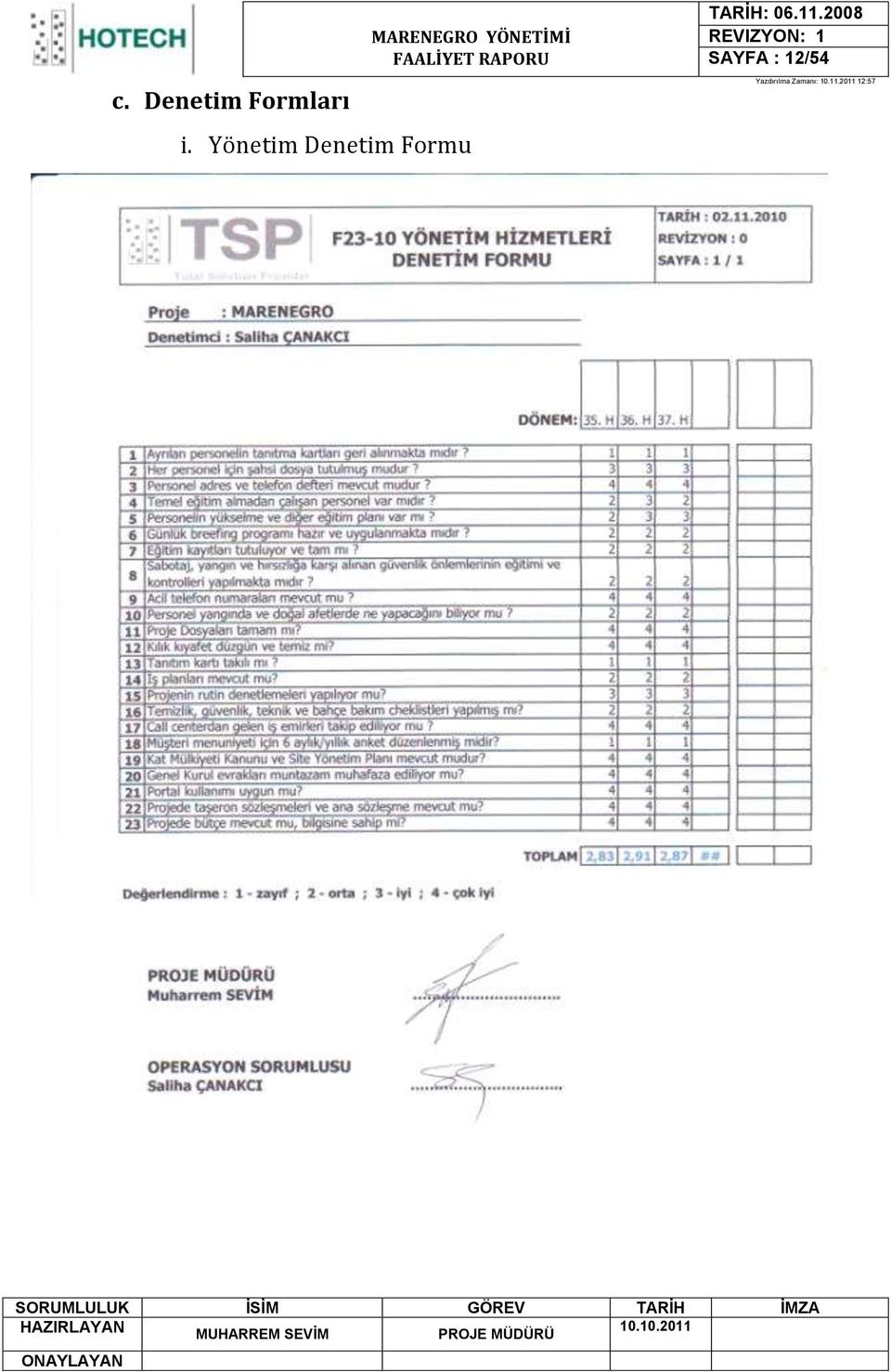 Denetim Formları i.