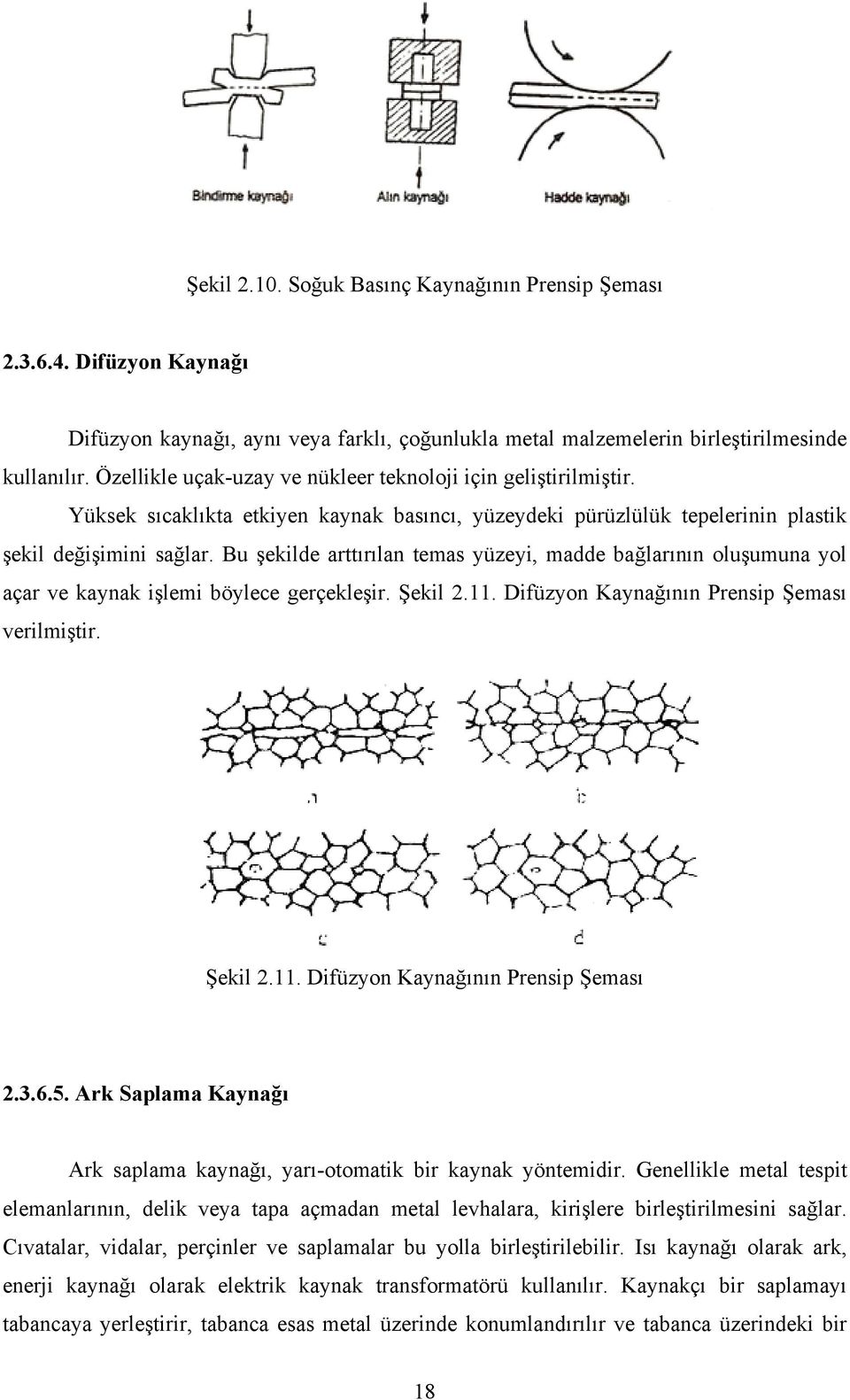 Bu şekilde arttırılan temas yüzeyi, madde bağlarının oluşumuna yol açar ve kaynak işlemi böylece gerçekleşir. Şekil 2.11. Difüzyon Kaynağının Prensip Şeması verilmiştir. Şekil 2.11. Difüzyon Kaynağının Prensip Şeması 2.