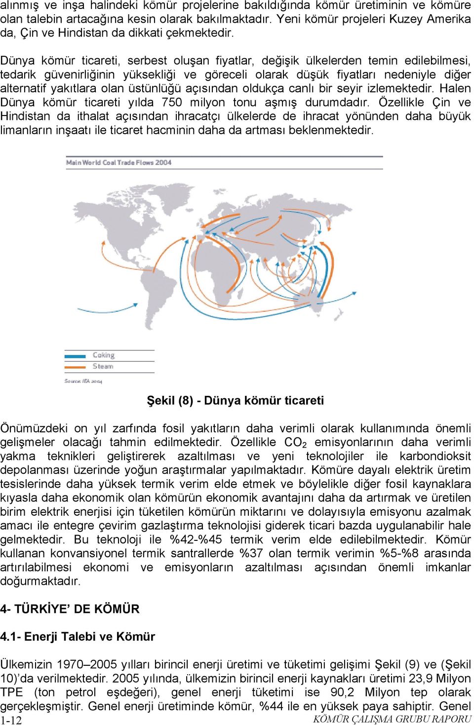 Dünya kömür ticareti, serbest oluşan fiyatlar, değişik ülkelerden temin edilebilmesi, tedarik güvenirliğinin yüksekliği ve göreceli olarak düşük fiyatları nedeniyle diğer alternatif yakıtlara olan