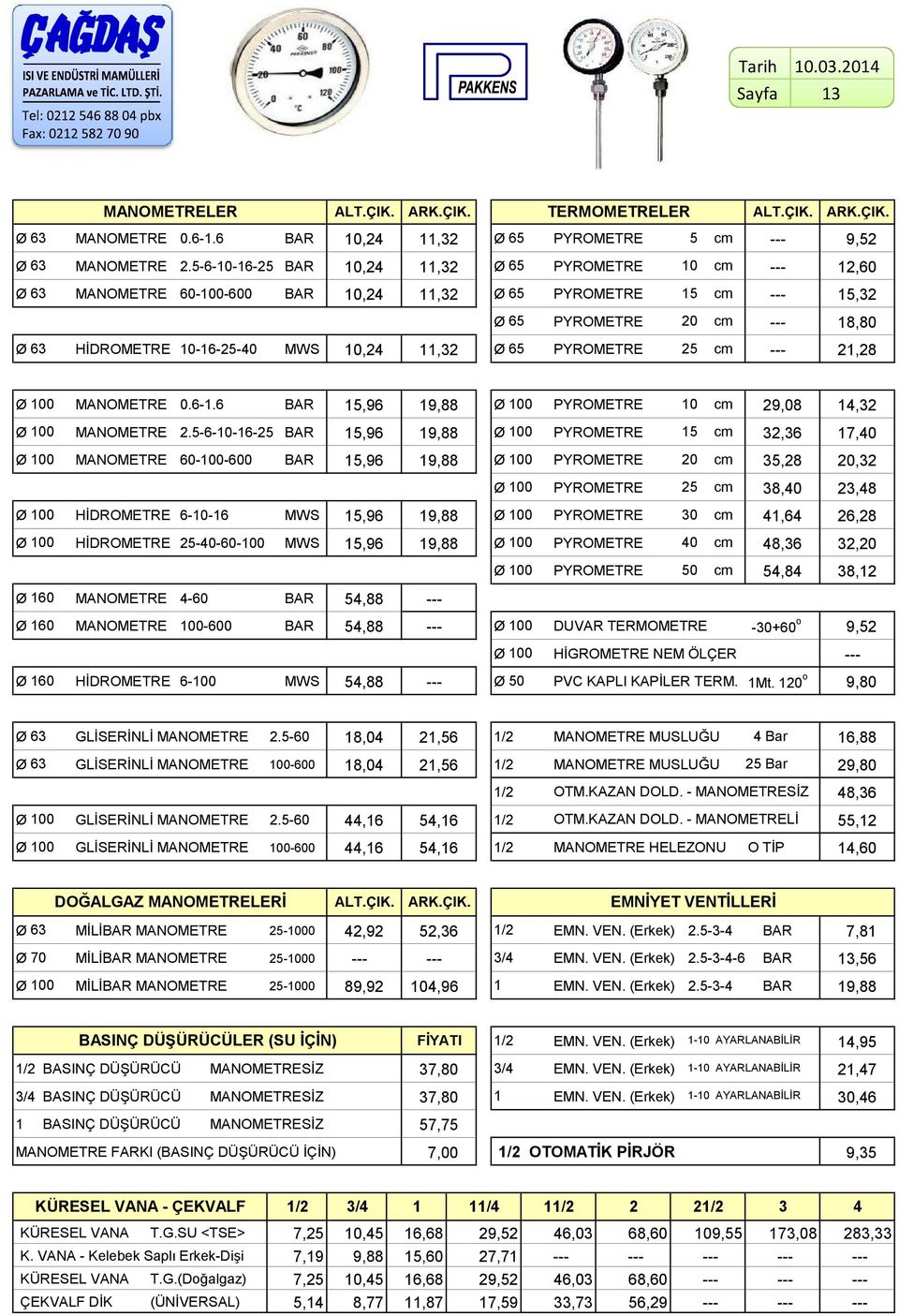 Ø 00 MANOMETRE 0.6-.6 BAR 5,96 9,88 Ø 00 PYROMETRE 0 cm 29,08 4,32 Ø 00 MANOMETRE 2.